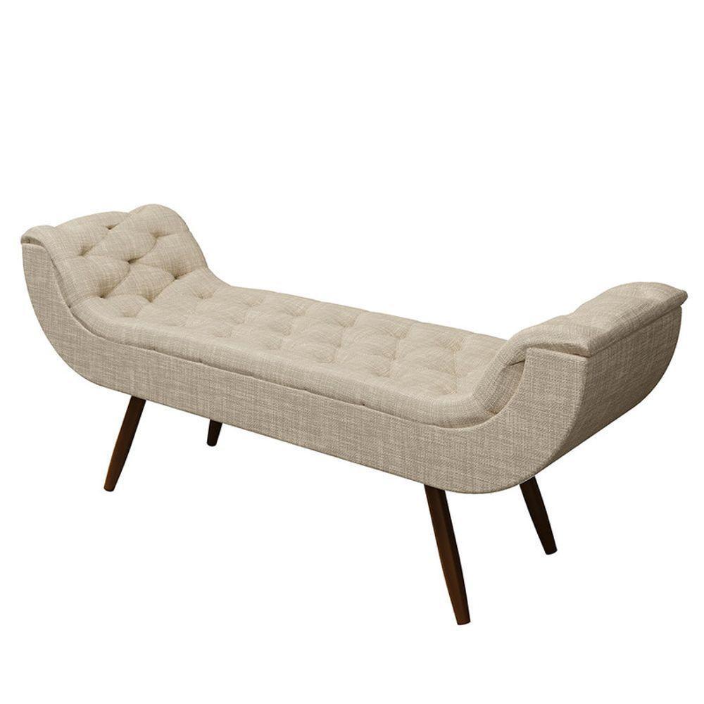 Recamier Puff Estofado Casal 140 Cm Drusa Linho Bege - 2