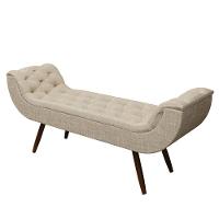 Recamier Puff Estofado Casal 140 Cm Drusa Linho Bege - 2