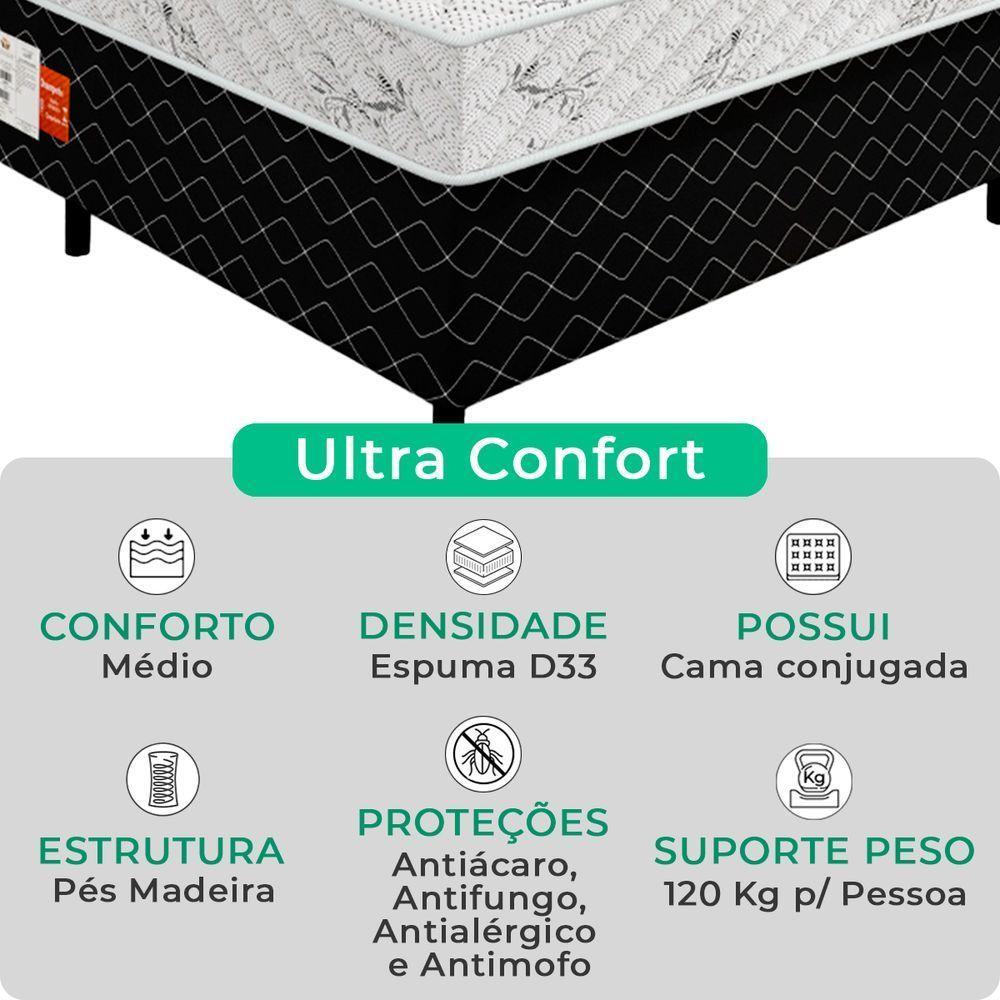 Cama Conjugada Ultra Confort Molas Ensacadas Preto Tamanho 138x188x50 - 2