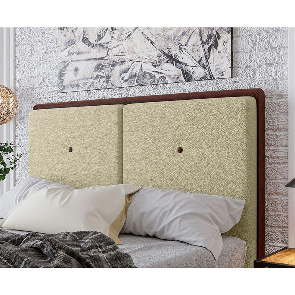 Cabeceira Estofada Solteiro 90 Cm Coral Corino Bege - 3