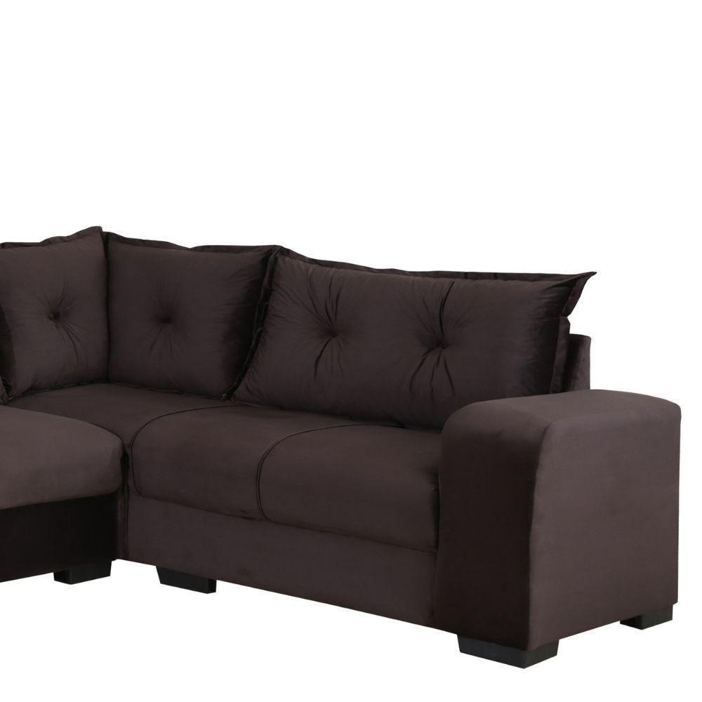 Sofá De Canto 3x2 Lugares Marrom Veneza Design Estofados - 3