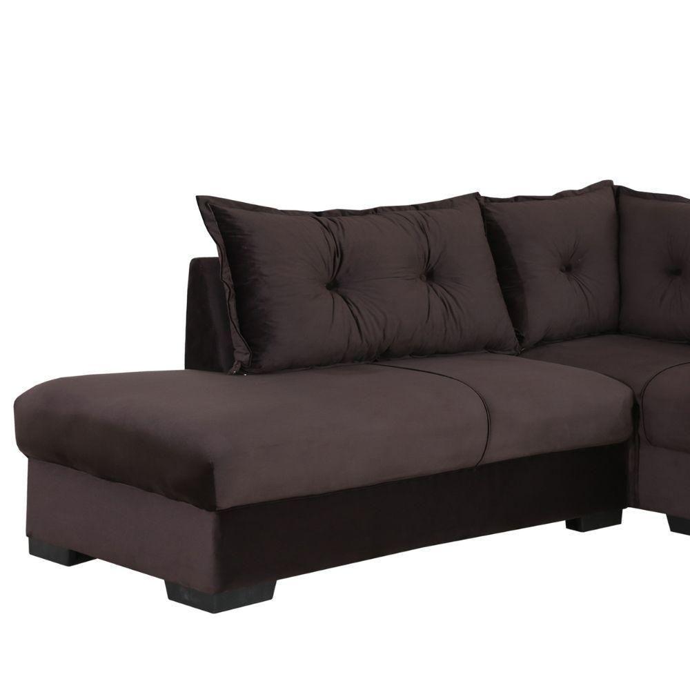Sofá De Canto 3x2 Lugares Marrom Veneza Design Estofados - 4