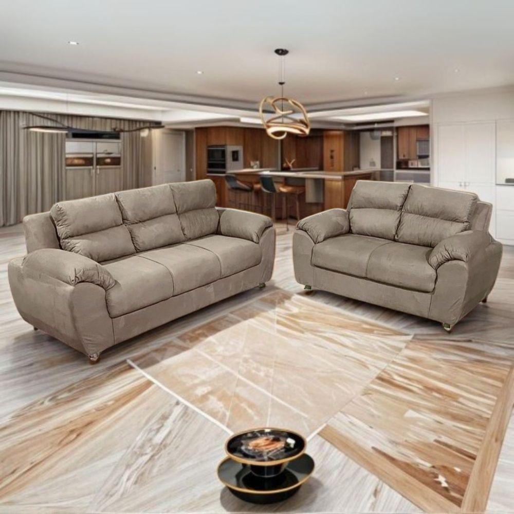 Conjunto De Sofá 3x2 Lugares Prisma Caramelo Bello Estofados - 1