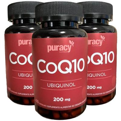 Kit 3 Coenzima Q10 Ubiquinol Antioxidante Energia 60 Caps Sabor Original