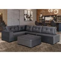 Sofá De Canto 3x2 Lugares Com Puff Chumbo Monaco Design Estofados Chumbo - 1