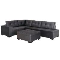 Sofá De Canto 3x2 Lugares Com Puff Chumbo Monaco Design Estofados Chumbo - 2