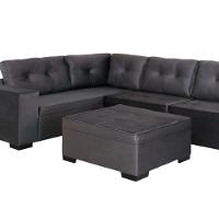 Sofá De Canto 3x2 Lugares Com Puff Chumbo Monaco Design Estofados Chumbo - 3