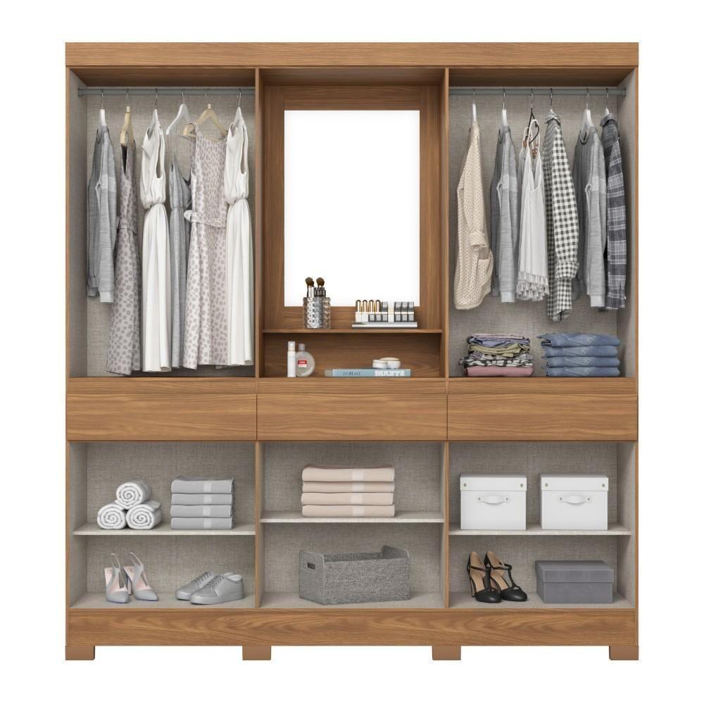 Guarda-roupa Casal 10 Portas 3 Gavetas B374 Nature/off White Briz Móveis - 2