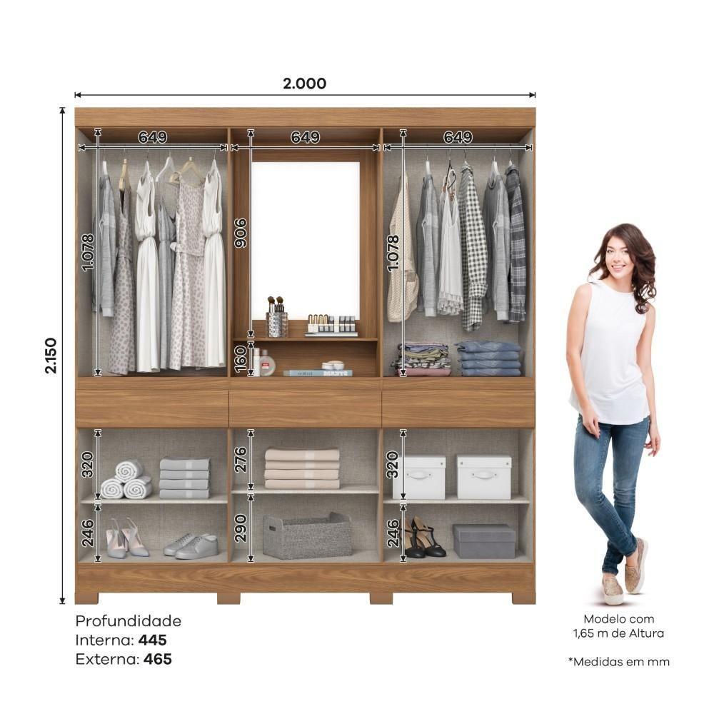 Guarda-roupa Casal 10 Portas 3 Gavetas B374 Nature/off White Briz Móveis - 4