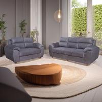 Conjunto De Sofá 3x2 Lugares Prisma Cinza Bello Estofados - 1