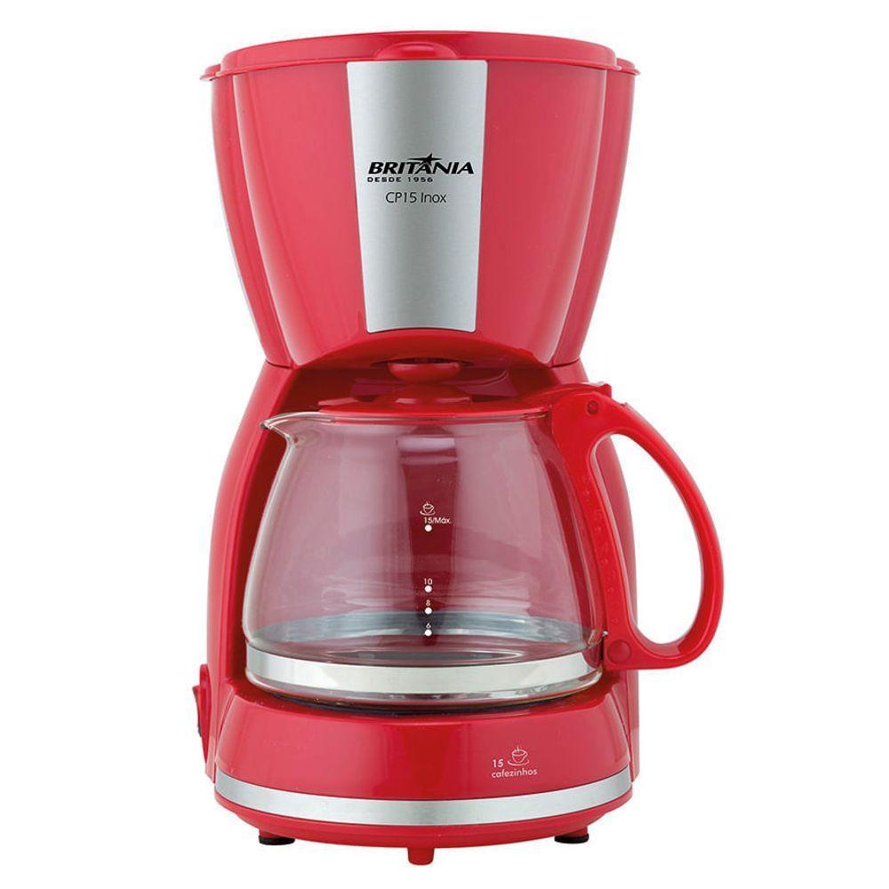 Cafeteira Britânia CP15 Vidro Vermelha Com Inox 110V - 1
