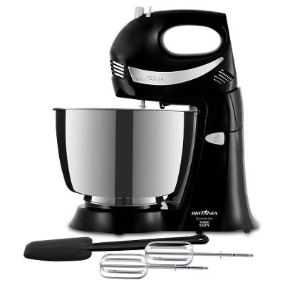 Batedeira Britânia Diamante Inox PR Preto 4,3l 550W 2 Em 1 110V