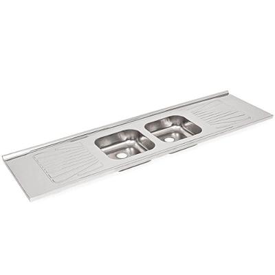 Pia De Cozinha Inox Cuba Dupla 200 X 52cm - Fabpia01180101 - Fabrinox
