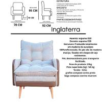 Poltrona Reclinável 3 Posições Com Puff Roma Em Linho Premium Bege Caramelo Com Puff Roma