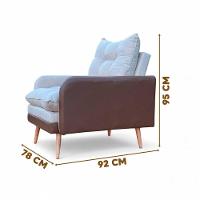 Poltrona Reclinável 3 Posições Com Puff Roma Em Linho Premium Bege Caramelo Com Puff Roma - 8