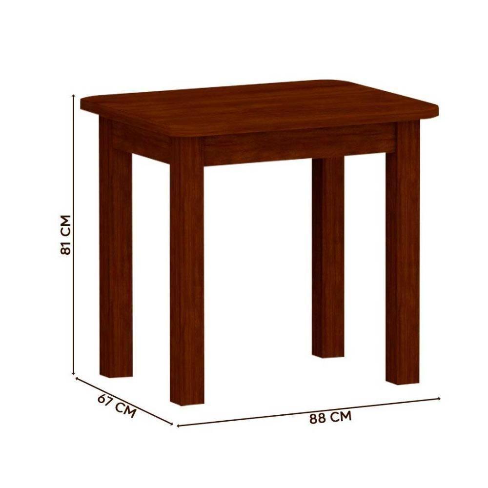 Mesa De Jantar 4 Cadeiras Estofadas Madeira Maciça Castanho - 3