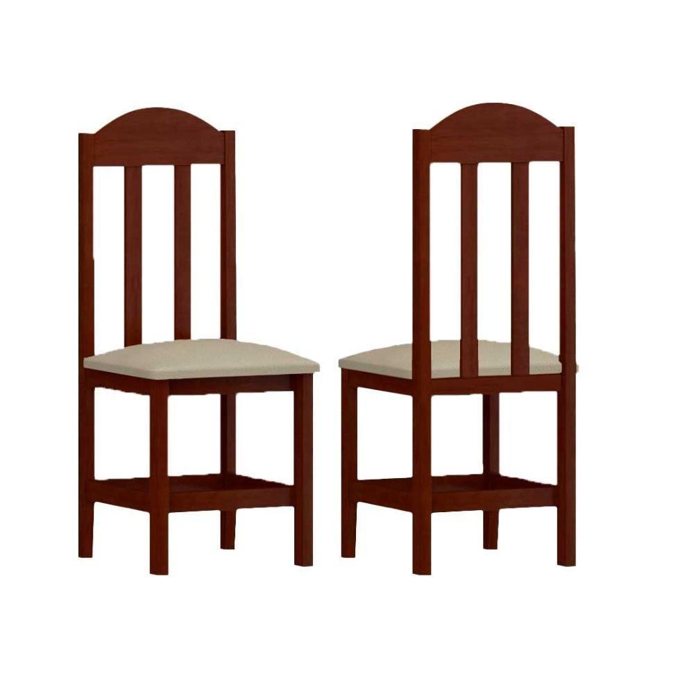 Mesa De Jantar 4 Cadeiras Estofadas Madeira Maciça Castanho - 5