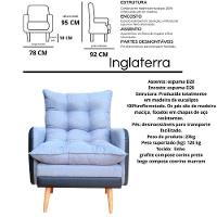 Poltrona Reclinável 3 Posições Com Puff Roma Em Linho Premium Grafite Preto Com Puff Roma