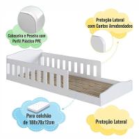 Cama Infantil Montessoriana Com Grades De Proteção Laterais Branco - 4
