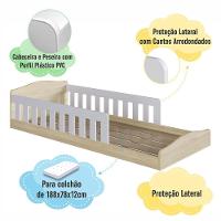 Cama Infantil Montessoriana Com Grades Laterais Branco - Carvalho-branco - 4