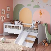 Cama Infantil Com Colchão Escorregador E Grades Branca - 1