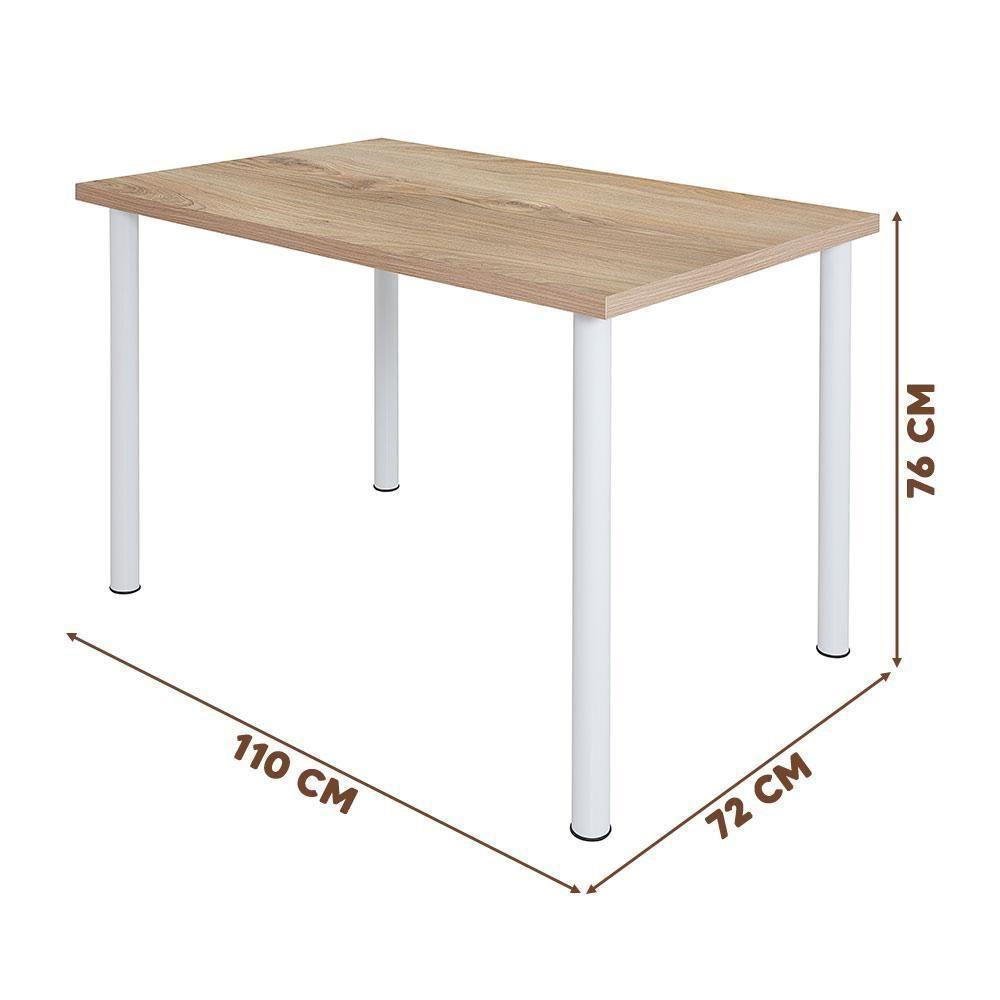 Mesa Com 4 Cadeiras Para Cozinha Em Aço Branco Carvalho - 4