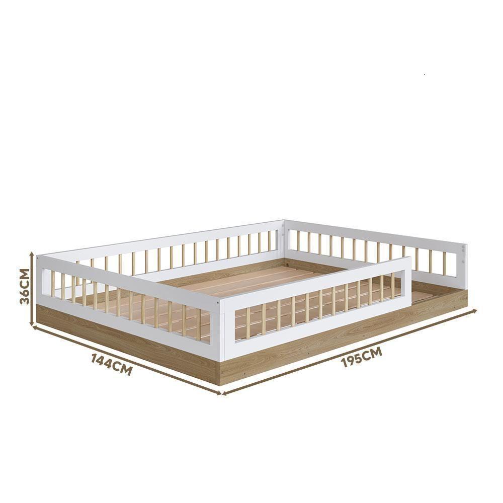 Cama Com Colchão Infantil Montessoriana Casal Oak Branco - 4