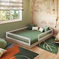 Cama Com Colchão Infantil Montessoriana Casal Oak Branco - 1