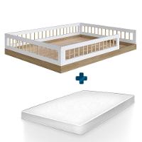 Cama Com Colchão Infantil Montessoriana Casal Oak Branco - 2