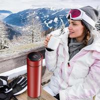 Garrafa Termica Inox 480ml Com Display Lcd Termometro Copo Termico Medidor Temperatura Vermelho Luxo - 2