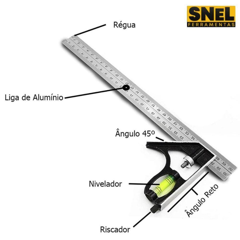 Esquadro Combinado 12 Pol. Snel Ferramentas Tamanho: 300mm - 4