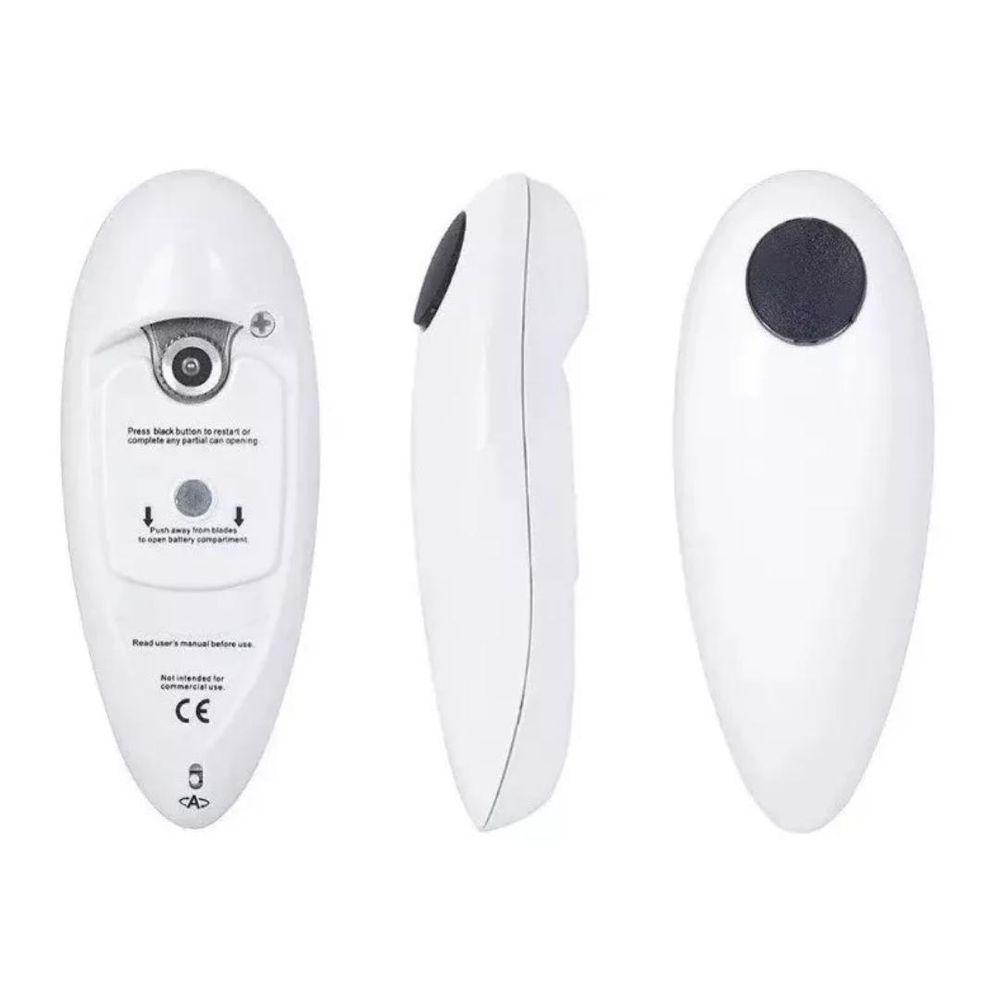 Abridor Lata Elétrico Automático A Pilha Giratório Branco - 1