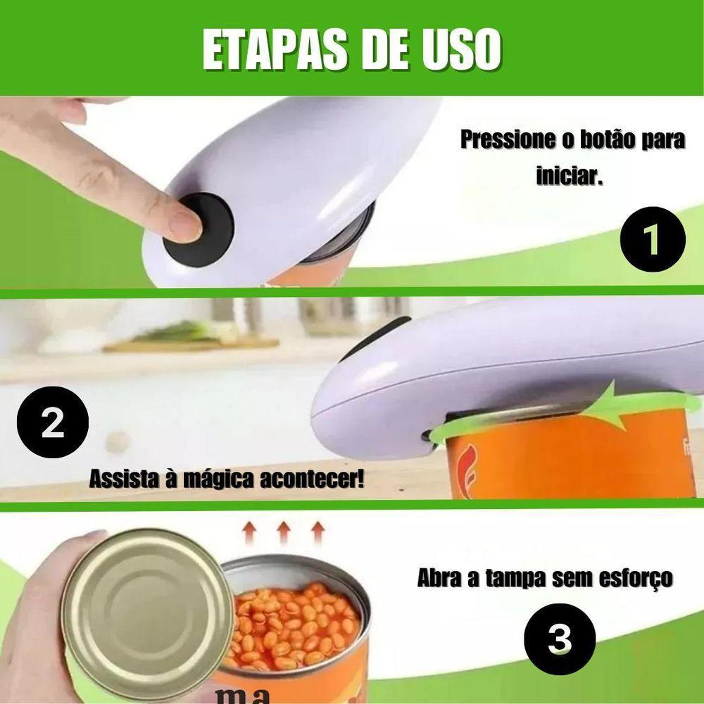 Abridor Lata Elétrico Automático A Pilha Giratório Branco - 2