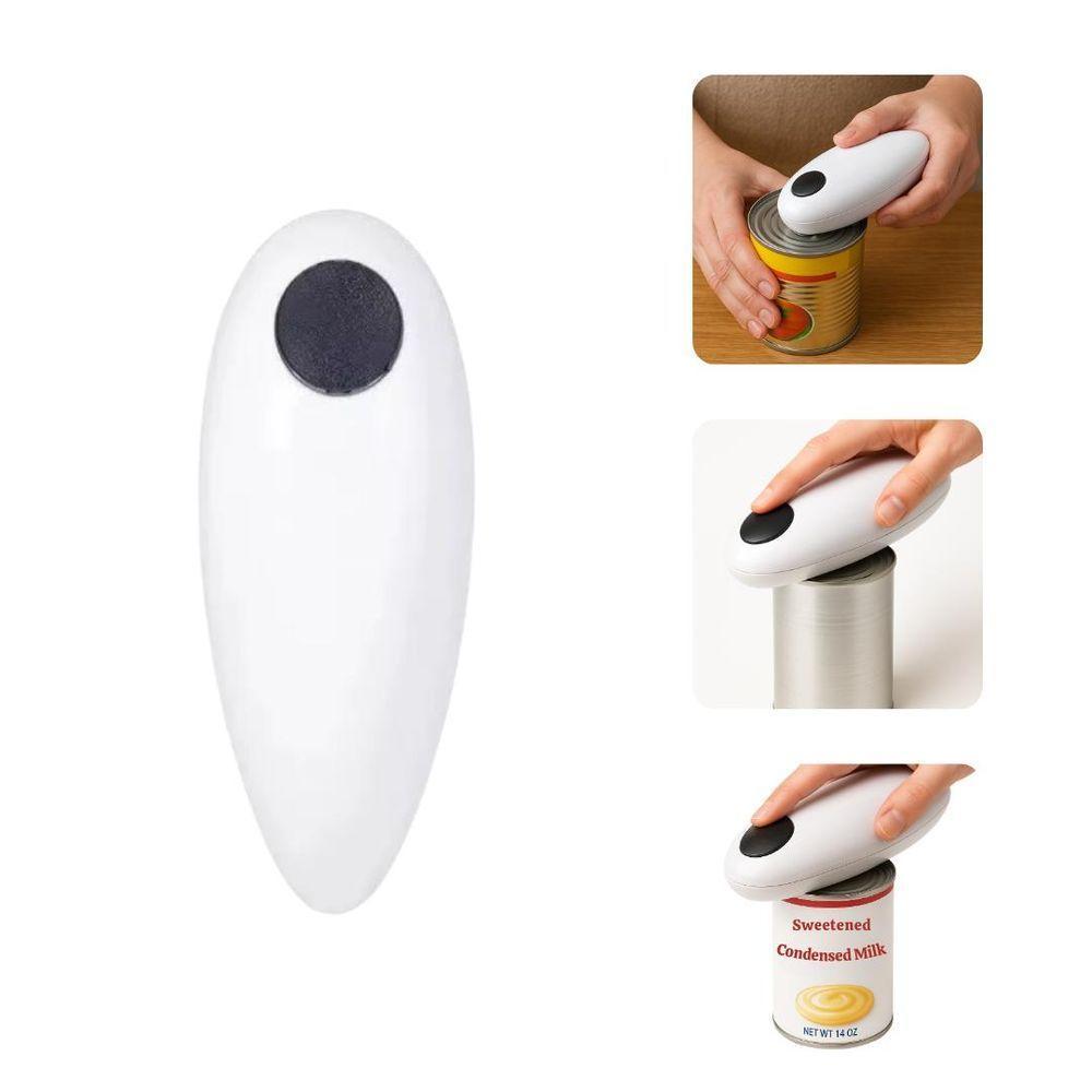 Abridor Lata Elétrico Automático A Pilha Giratório Branco - 6