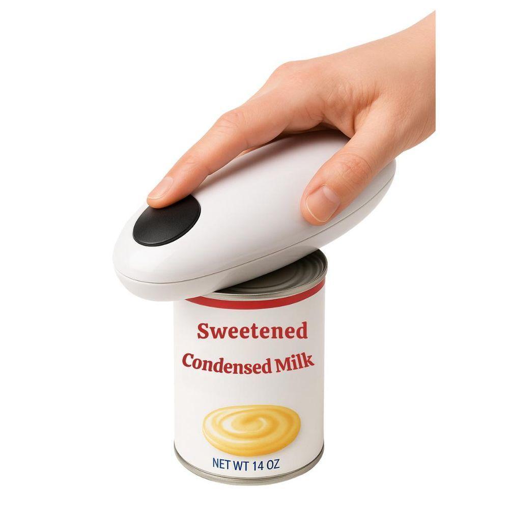 Abridor Lata Elétrico Automático A Pilha Giratório Branco - 7