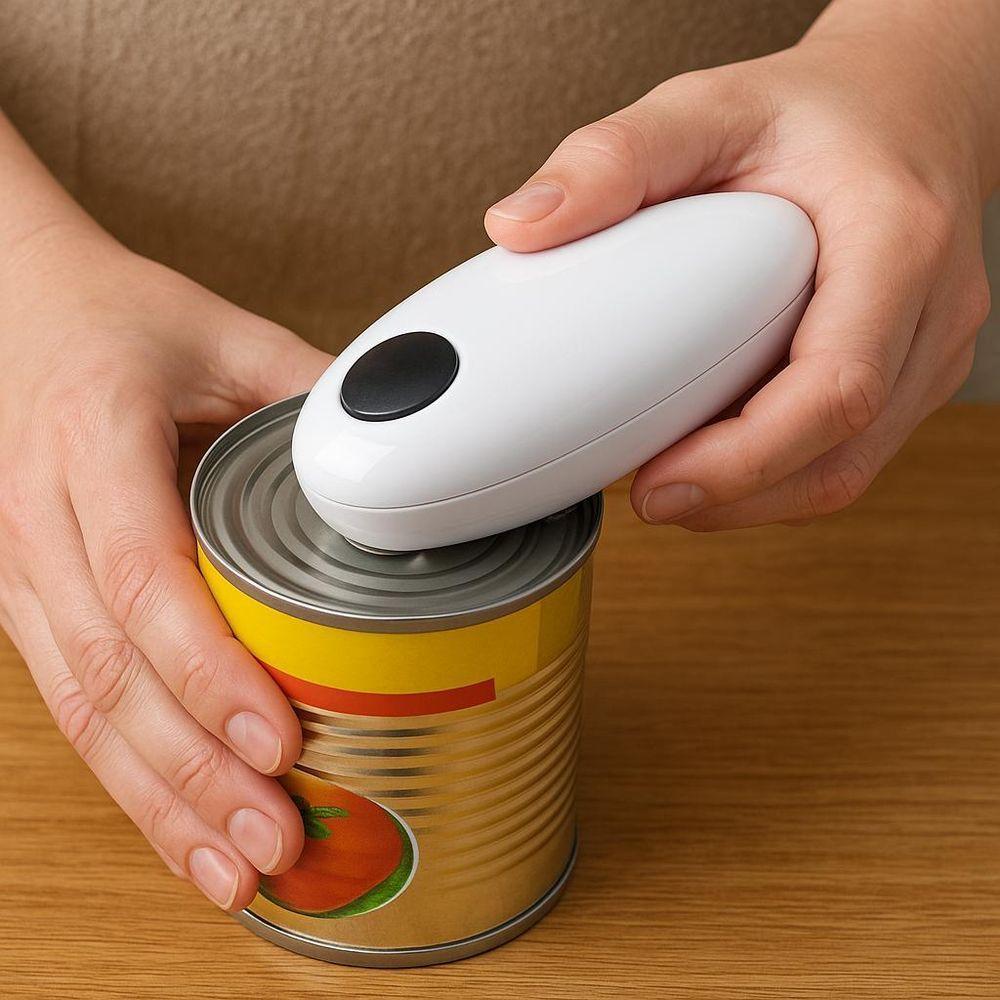 Abridor Lata Elétrico Automático A Pilha Giratório Branco - 9