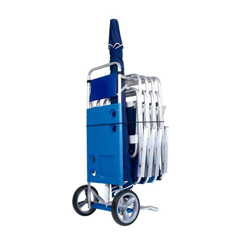 Carrinho De Praia Mesa Cadeiras Guarda-sol 15 Kg Mor azul Azul - 1