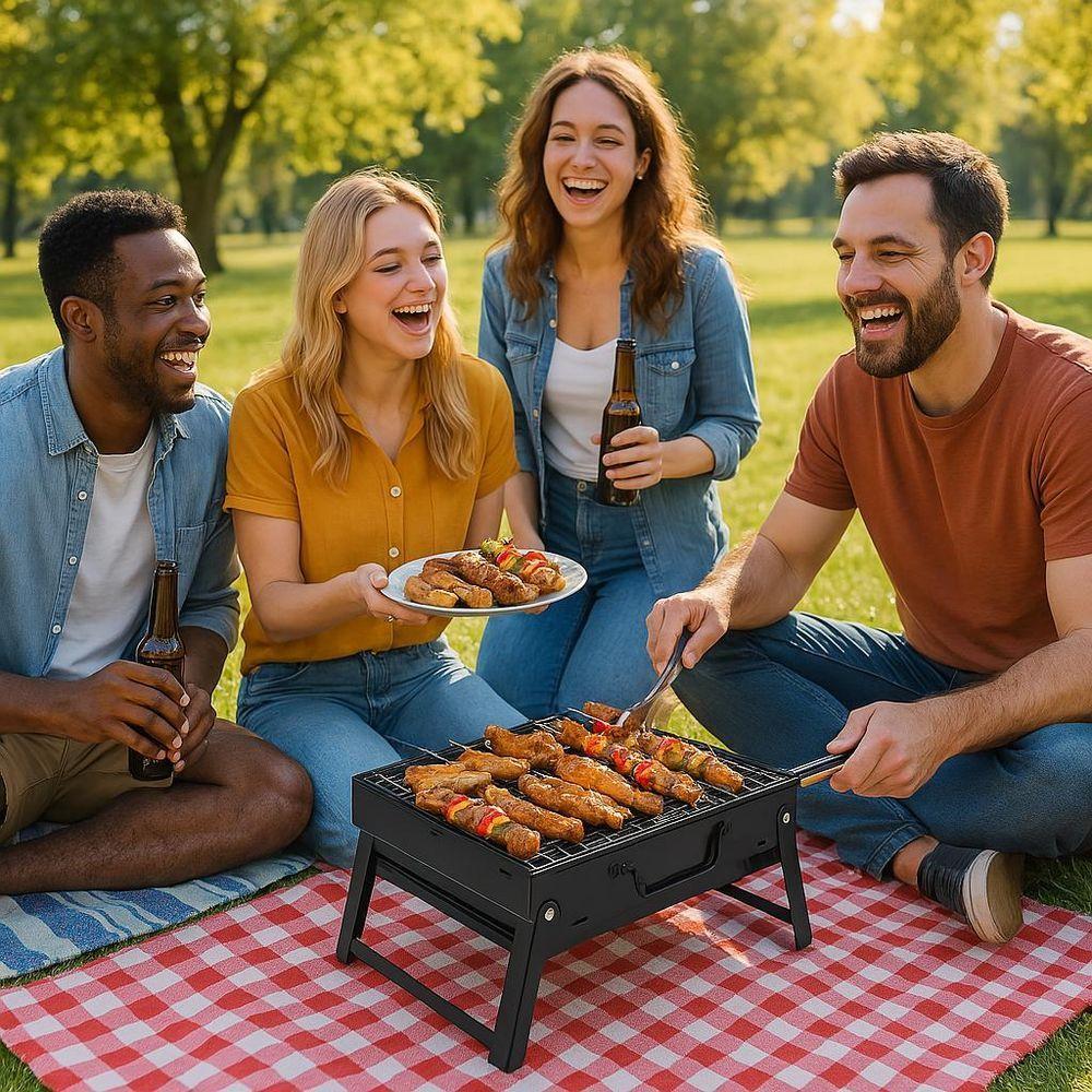 Mini Churrasqueira Portatil Dobrável Com Gaveta 33cm - 5