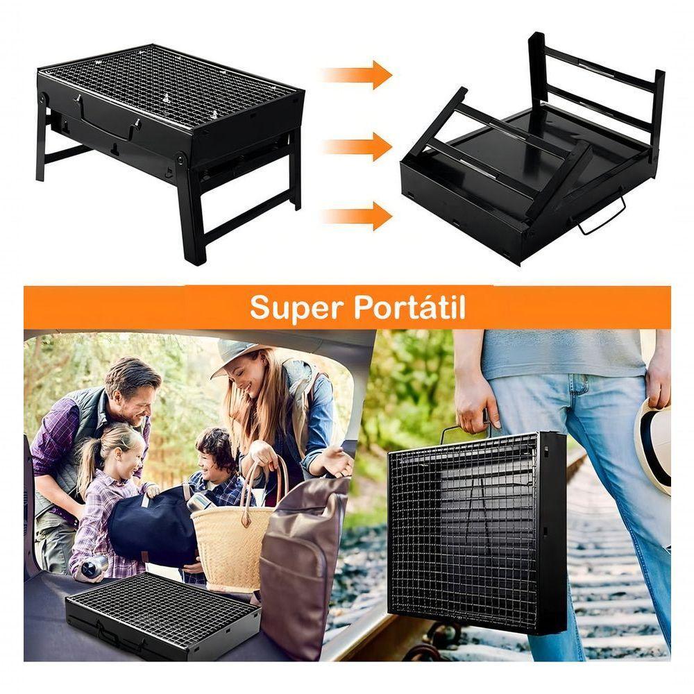 Mini Churrasqueira Portatil Dobrável Com Gaveta 33cm - 7