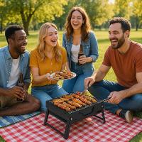 Mini Churrasqueira Portatil Dobrável Com Gaveta 33cm - 5