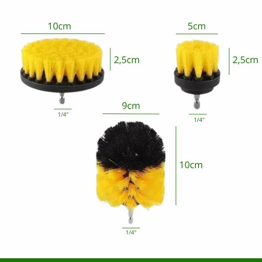 Jogo De Escovas Rotativa 3 Peças Nylon - 5