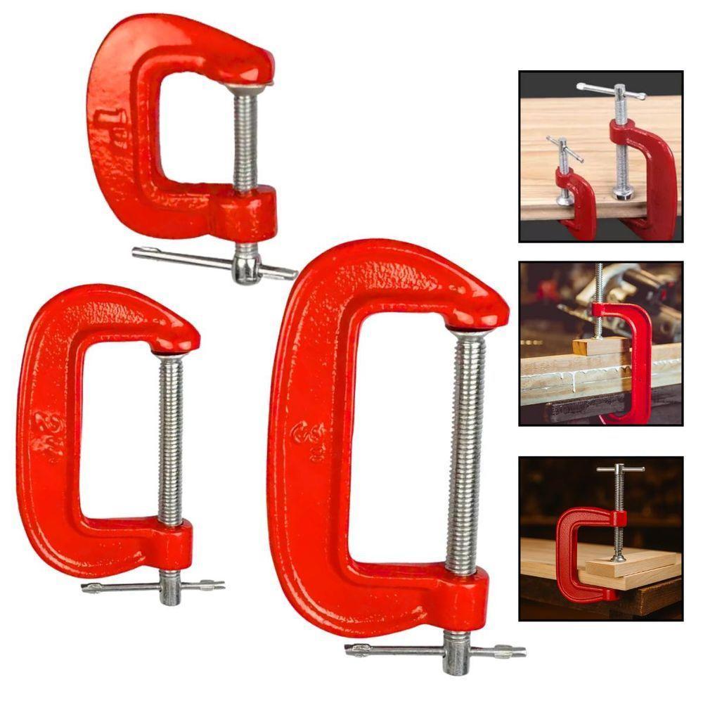 Kit 3 Grampos Tipo C Marceneiro Profissional Marcenaria - 8