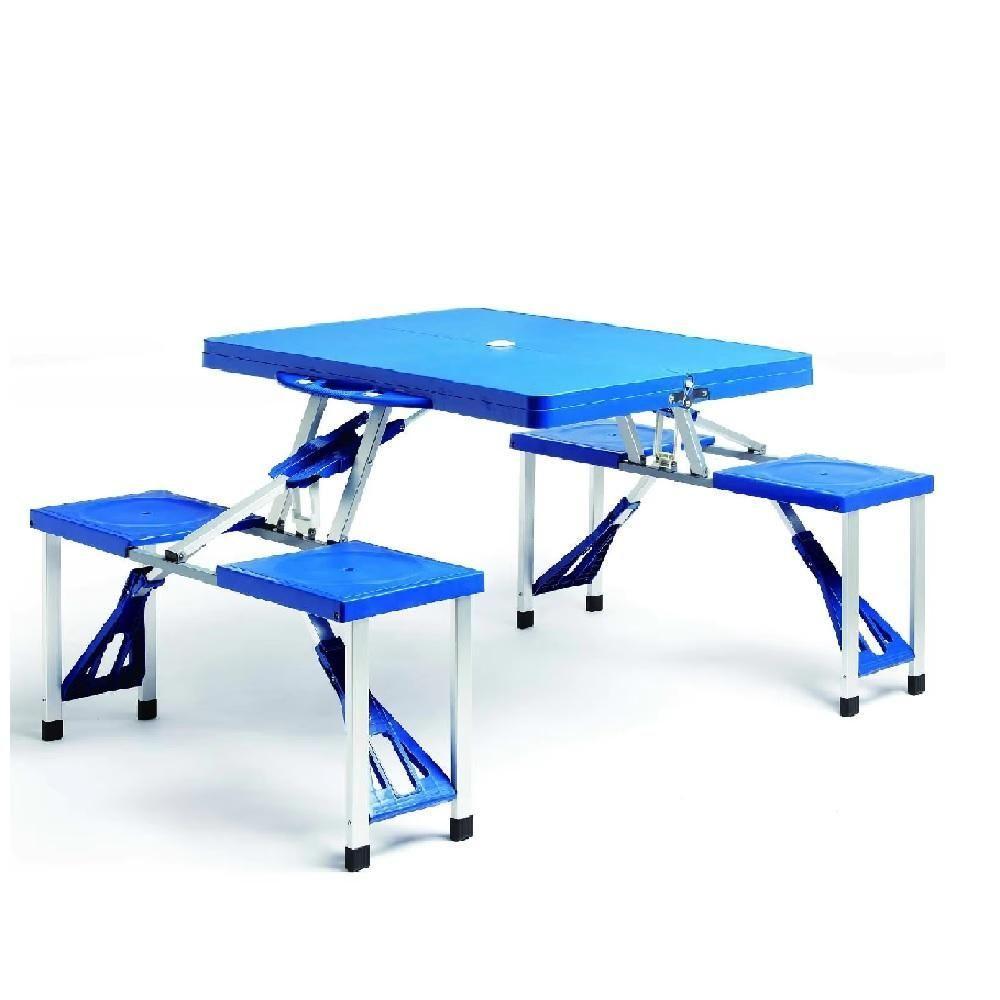 Mesa Camping Praia Com 4 Cadeiras Dobravel Vira Maleta - 4