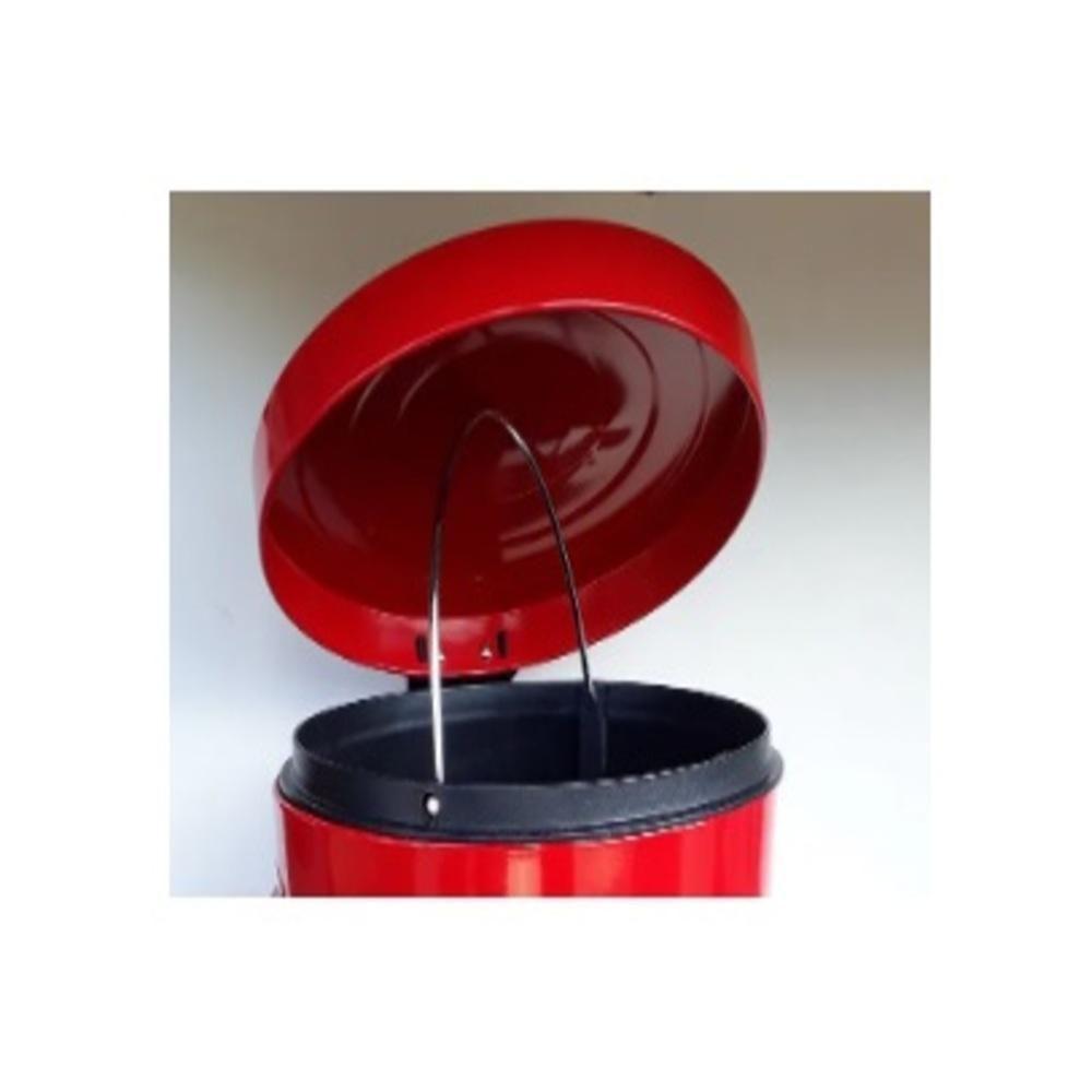 Lixeira Vermelha Inox Cesto Lixo Removivel Com Pedal Aco - 5