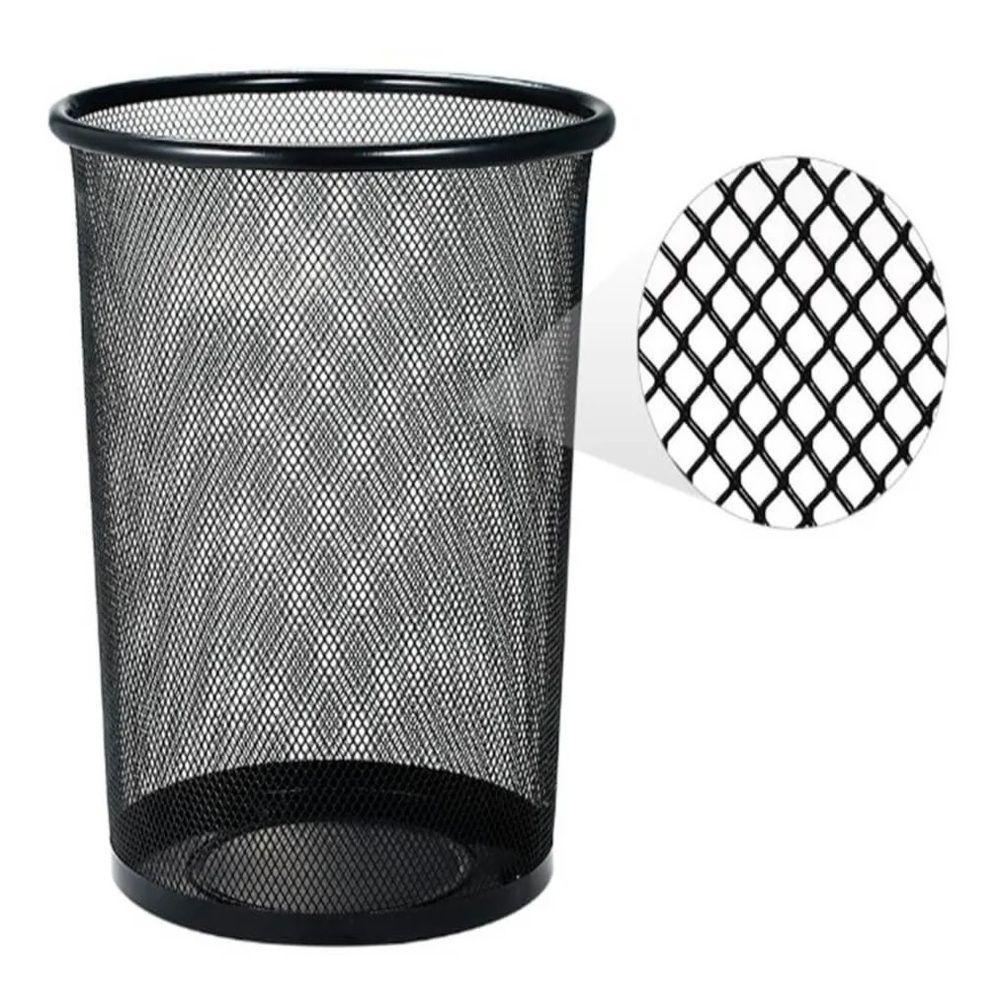 Lixeira Escritorio Cesto Metal Aramado Grande 12 Litros Cor:preto - 3