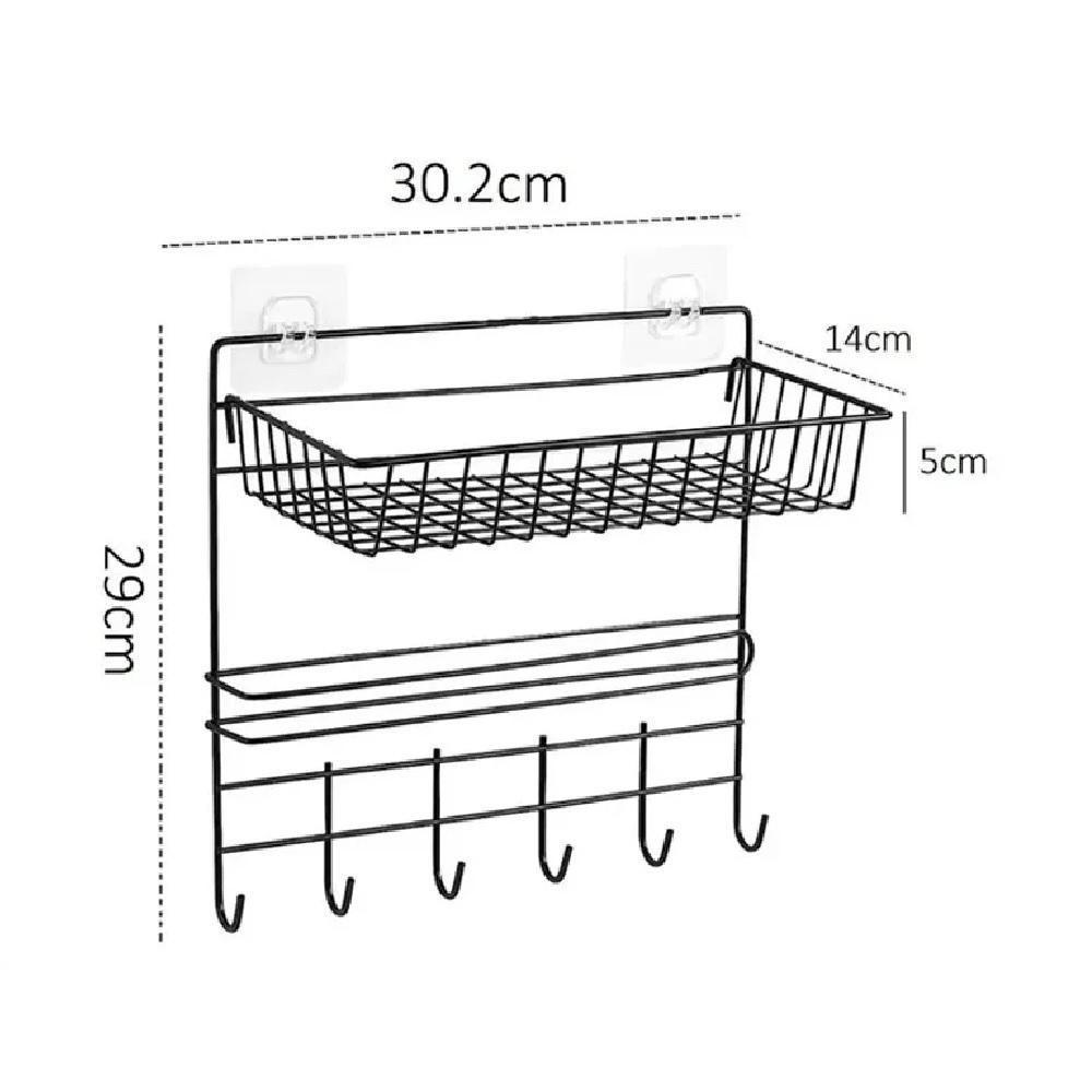 Suporte Organizador Parede Cozinha Metal Prateleira Porta - 8