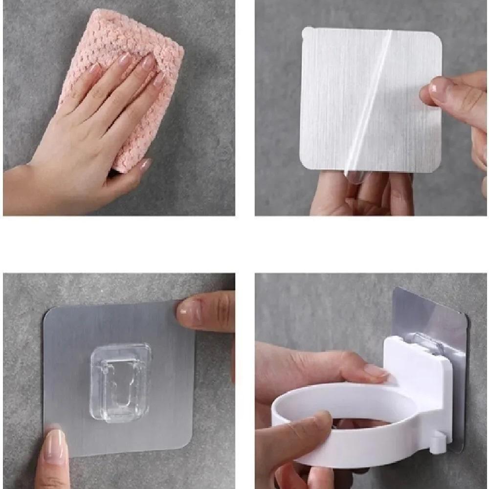 Suporte Secador Cabelo Sem Furo Organizador Fios Adesivo - 6