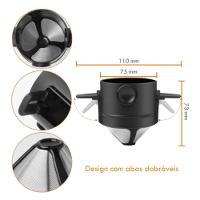 Coador Cafe Filtro Inox Portatil Mini Retratil Individual - 6