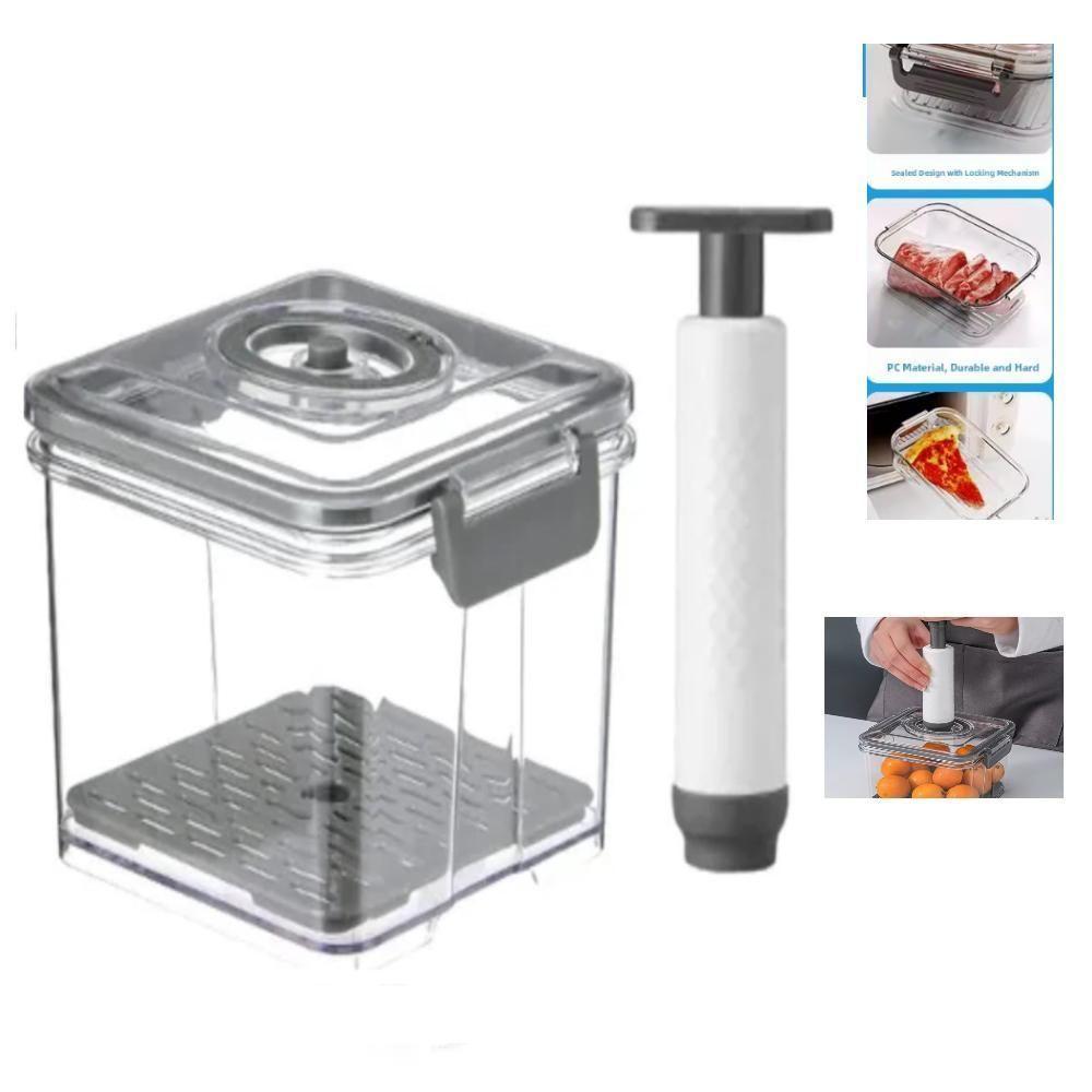 Pote Hermetico Profissional Com Bomba Vacuo Succao Vasilha - 1