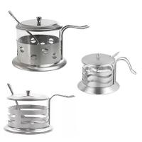 Acucareiro Inox Vidro Prata Kit Completo Luxo Colher Tampa - 5